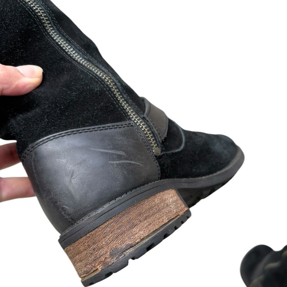 UGG Womens Black Suede Leather EVERGLAYDE Biker Buckle Zip Boots Sz 8 - Picture 10 of 15